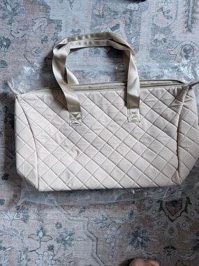 Summer & Rose Quilted Shoulder Bag in Beige Cream